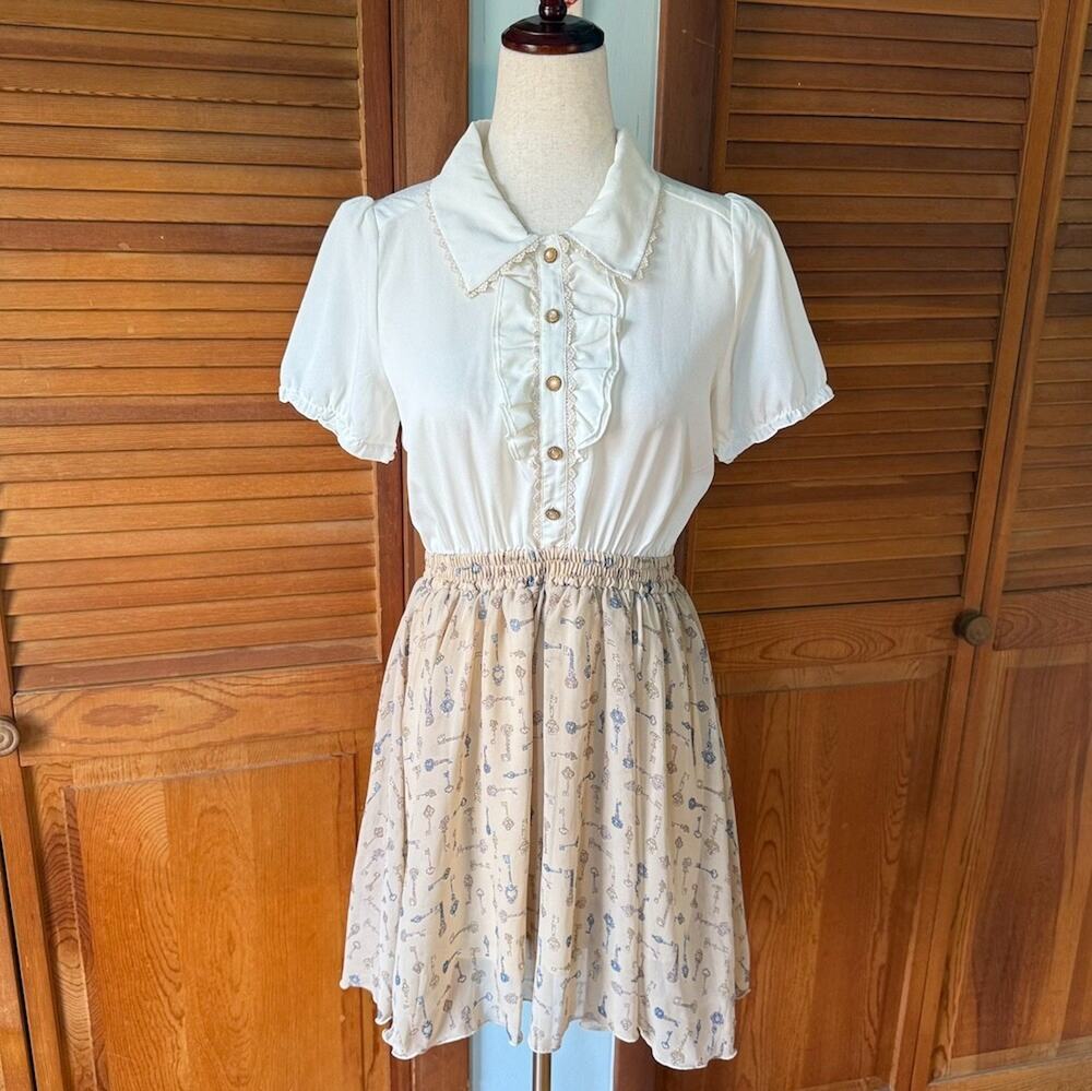 Axes Femme J-fashion Gyaru Himekaji Harajuku White Ruffle Key Summer Dress M